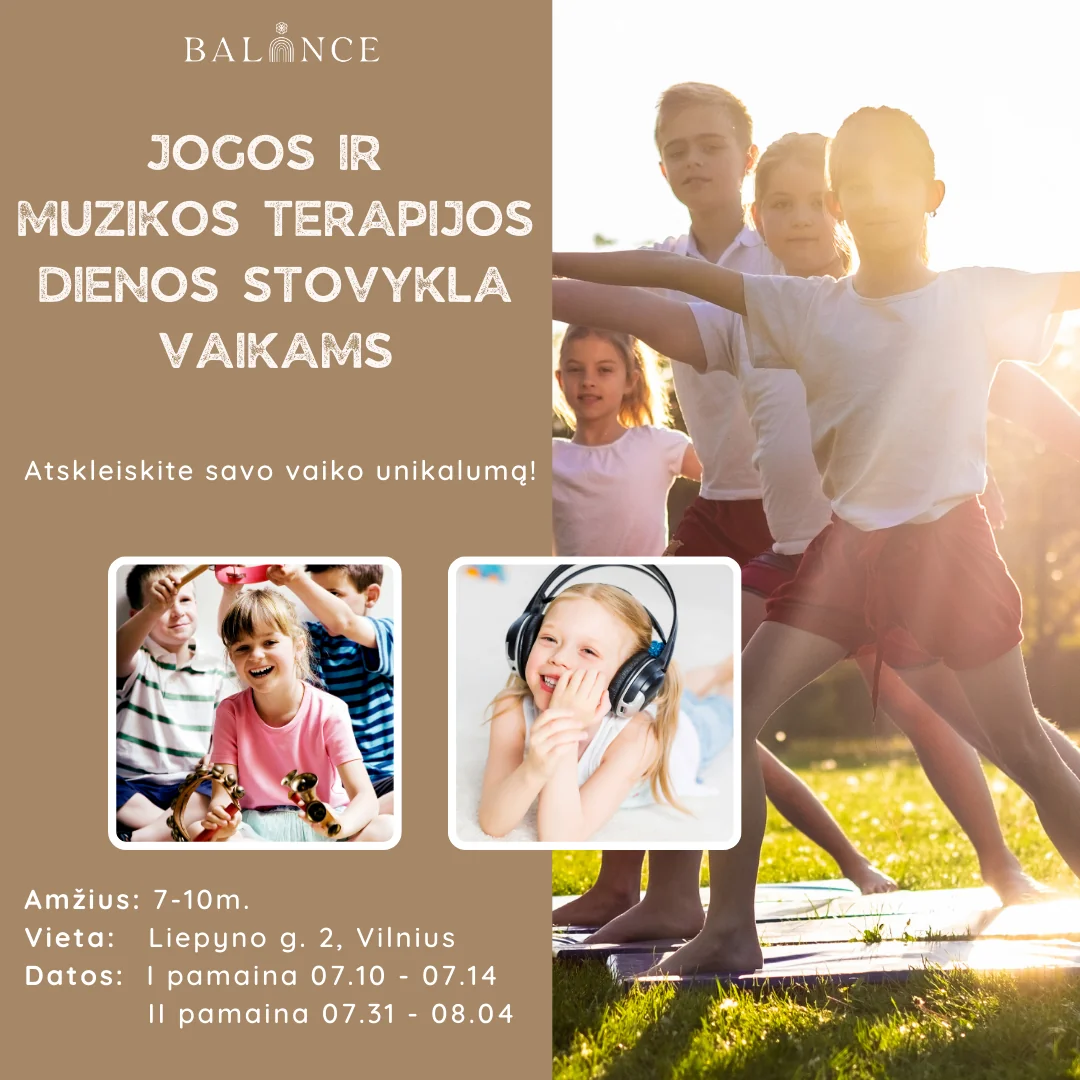 Jooga- ja musiikkiterapialeiri lapsille – 07.10–07.14 (Kotryna ja Birutė)